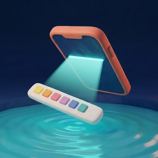 Clay-Illustration: Smartphone fotografiert einen Teststreifen, die Werte werden erkannt
